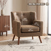 PU Leather Accent Chair, Mid Century Modern Armchair with Spring Seat Cushion, Tufted Back, Wood Legs, Brown