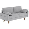 3 Seater Sofa, Velvet Upholstered Couch with Spring Cushions, Rubber Wood Legs and 2 Pillows