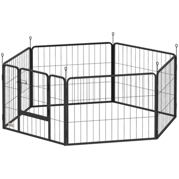 Heavy Duty Dog Playpen with Door for Small Dogs, 6 Panels, 23.5