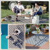 Waterproof  Outdoor Rug, 6' x 9' RV Rug Reversible Mat for Backyard, Deck, Picnic, Beach, Camping, Grey & White Net