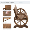 Wooden Wagon Wheel Bench Rustic Design 2 Seater Garden Outdoor Chair High Back Loveseat