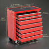 Rolling Tool Chest, 7-Drawer Lockable Tool Cabinet with 4 Wheels, Handle, Toolbox Storage Organizer for Garage, Workshop, Repair Shop, Red
