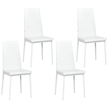 Modern Dining Chairs, Set of 4, High Back PU leather Upholstery and Metal Legs for the Living Room, Kitchen, Home Office, White