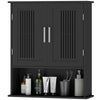 Modern Wall Mount Bathroom Cabinet, Storage Organizer with 2 Door Cabinet and Shelf, Black
