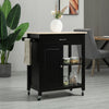 Rolling Kitchen Cart with Wood Top and Drawer, Kitchen Island on Wheels for Dining Room, Black | Canada