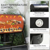 Barrel Charcoal BBQ Smoker, Barbecue with 420 sq.in. Cooking Area, Wheels, Ash Catcher, Black