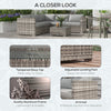 4 Pieces Rattan Wicker Outdoor Conversation Furniture Set w/ Corner Sofa Loveseats Coffee Table Cushions, Mixed Grey