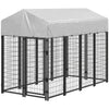 Outdoor Dog Kennel with Waterproof UV-Resistant Cover, 8 x 4 x 6 ft