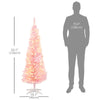 5' Pre Lit Artificial Pencil Christmas Trees, Xmas Tree with Realistic Branches and Warm White LED Lights, Pink