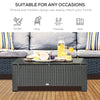 Rattan Coffee Table, Patio Side Table, Hand-woven Wicker Furniture with Tempered Glass Top Outdoor Garden Patio, Black