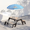 Qaba Kids Picnic Table with Umbrella, 3 in 1 Wooden Sand & Water Table with 2 Hidden Play Boxes for Patio, Ages 3-6