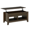 Lift Top Coffee Table with Hidden Storage Compartment and Open Shelves, Lift Tabletop Pop-Up Center Table for Living Room, Dark Walunt