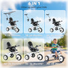 Qaba 6 in 1 Kids Tricycle with Removable Handlebar and Canopy, White