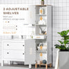 Bathroom Storage Cabinet with Cupboards and Drawer, Floor Free Standing Linen Tower, Tall Slim Side Organizer Shelves, White