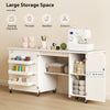 Sewing Machine Table with Drop Leaf, Folding Craft Table with 2 Doors and Adjustable Shelf for Small Spaces, White