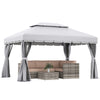 13' x 10' Patio Gazebo, Double Roof Outdoor Gazebo Canopy Shelter with Netting & Curtains, Strong Aluminum Frame