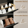 Shoe Cabinet with 4 Flip Drawers, Freestanding Narrow Shoe Storage Cabinet with Adjustable Shelves, Open Back, Black