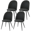 Set of 4 Modern Dining Chairs, Velvet Upholstered Kitchen Chairs with Steel Legs for Living Room