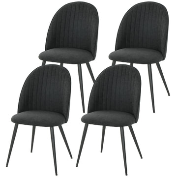 Set of 4 Modern Dining Chairs, Velvet Upholstered Kitchen Chairs with Steel Legs for Living Room, Black