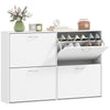 Flip Down Shoe Rack, Multi Cabinet, Wooden Shoe Shelf, Entryway, 4 Drawer Organizer, Freestanding Unit, White