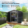 7' x 4' x 6' Garden Storage Shed Outdoor Patio Metal Tool Storage House w/ Foundation Kit and Double Doors, Dark Grey