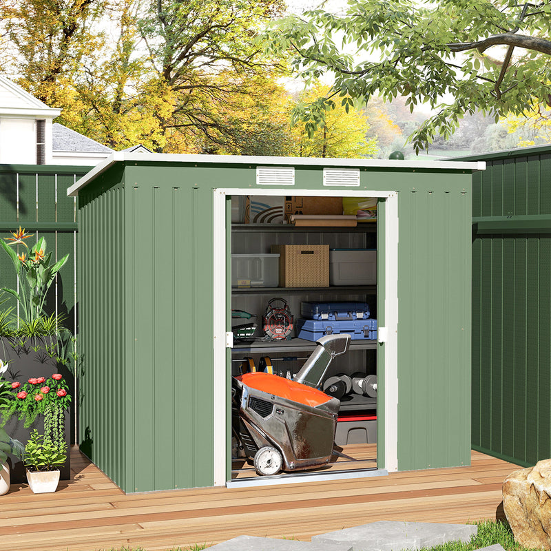 7' x 4' Galvanised Steel Garden Shed, with Foundation Kit -