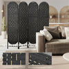 Bohemian Privacy Screen, Folding Room Divider with 4 Panels and Arched Top for Bedroom Living Room Office, Black