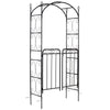 7' Metal Garden Arbor Arch with Scrollwork Doors for Ceremony, Weddings, Party, Backyard, Lawn