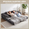 5-in-1 Convertible Sofa Bed, L-Shaped Loveseat Reversible Sleeper Sofa with 2 Pillows, Dark Grey