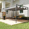 10x7ft Pergola with Retractable Roof Outdoor Patio Sun Shelter Garden Grape Tent Water-resistant Yard Shade, Dark Grey