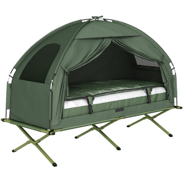 Hiking Tent Camping Bed Cot Combo Portable w/ Sleep Bag Mattress