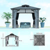10' x 10' Hardtop Gazebo with 7mm Polycarbonate Double-Tier Roof, Outdoor Gazebo with Netting and Curtains