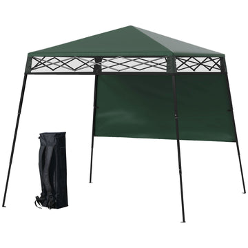 7' x 7' Pop Up Canopy Gazebo Tent with Backpack & Inclined Legs, Green