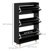 Slim Shoe Storage Cabinet with 3 Flip Drawers and Adjustable Shelves, Shoe Cabinet for 18-24 Pairs, Black