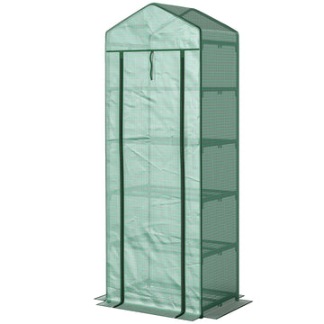 5 Tier Mini Greenhouse, Portable Outdoor Flower Stand with Shelf Clips, Indoor Greenhouse with Steel Frame, Transparent, 27.25
