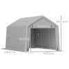 Heavy Duty Carport, 10 x 17 ft Portable Garage with Roll-up Zipper Door for Motorcycle Garden Storage, Grey
