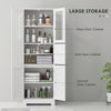 Freestanding Bathroom Cabinet with Glass/Louvred Doors, Tall Bathroom Cabinet for Kitchen, Study, Living Room