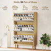 Narrow Shoe Cabinet, High Gloss Shoe Storage Cabinet with 3 Flip Drawers and Adjustable Shelves, Holds 24 Pairs, White