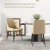Upholstered Kitchen Chairs, Modern Dining Chairs Set of 2 with Diamond Tufting and Steel Legs for Dining Room, Khaki