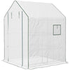 Portable Greenhouse, Walk-In Small Outdoor Green House with 2 Tier U-Shaped Flower Rack Shelves, 4.6' x 4.7', White