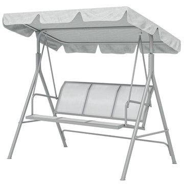 3-Seater Outdoor Swing Chair, Patio Swing, A Frame Porch Swing with Canopy, Garden Hammock Glider Bed, Light Grey