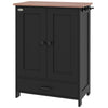 Pet Food Storage Container Dog Feeding Station w/ Adjustable Panel, Hooks, for Medium Sized Dogs, Black