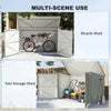 7.6 x 3.4ft Outdoor Storage Shed, 3 Garbage Bin Shed Organizer with Lockable Double Doors, Openable Lid, Silver Grey