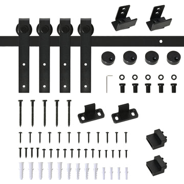 Mini Sliding Barn Door Hardware Kit for Double Doors, TV Stands, Cabinet Barn Door Hardware Kit, Fit 17.7