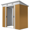 7' x 4' Outdoor Storage Shed, Metal Garden Tool Storage House Organizer with Lockable Sliding Doors and Vents for Backyard Patio Lawn, Yellow