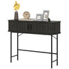 Mid-Century Entryway Table, Narrow Console Table with Storage Compartments for Behind Couch, Living Room, Black
