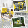 Round Garden Table, 2-Tier Small Side Table, Metal Patio Table Coffee Table Dining Table, Yellow