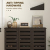 Narrow Shoe Cabinet with Slatted Doors, Adjustable Shelves for 20 Pairs of Shoes, Shoe Cabinet for Entryway