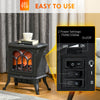 Electric Fireplace Heater, Freestanding Fireplace Stove with Realistic Flame, Overheat Protection, 750W/1500W, Black