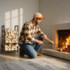 2-Tier Firewood Log Rack with 4 Tools, Fireplace Wood Storage Holder with Shovel, Broom, Poker, Tongs and Hooks, Black